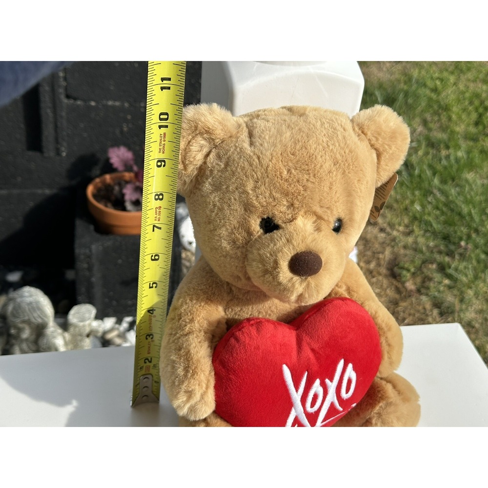 Aurora World XOXO Heart Teddy Bear Plush Tan Brown Valentine Stuffed Animal 10"‎